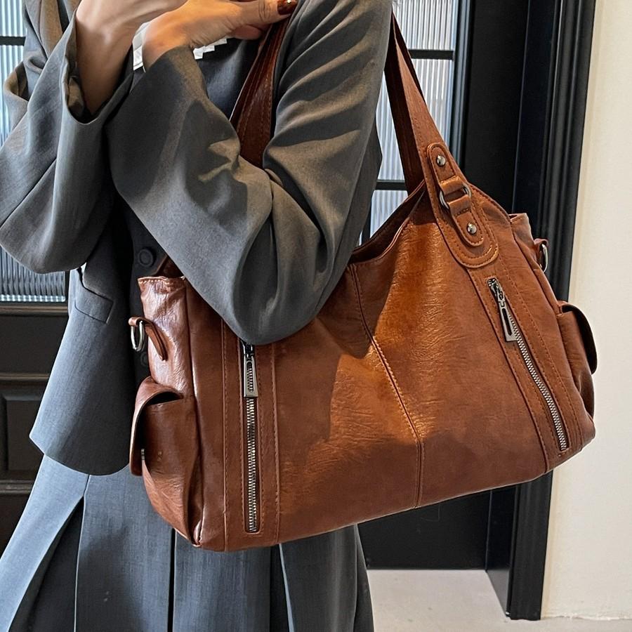 2025 neue Retro-Umhängetasche aus weichem Leder, lässige Textur, große Kapazität, vielseitige Tasche für Pendler, Outdoor-Reisen