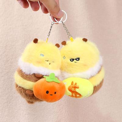 Cute Honey Bee Plush Doll Pendant for Couples Soft Stuffed Animal Keychain Funny Birthday Gift for Kids Friends Boys And Girls