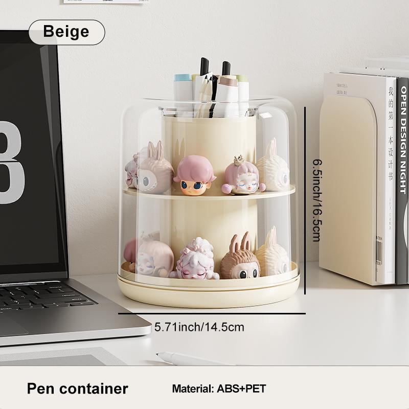 

Uforu 360° ° Rotating Pen Holder - Large Capacity Dustproof Transparent Thick Plastic Desktop Organizer белый