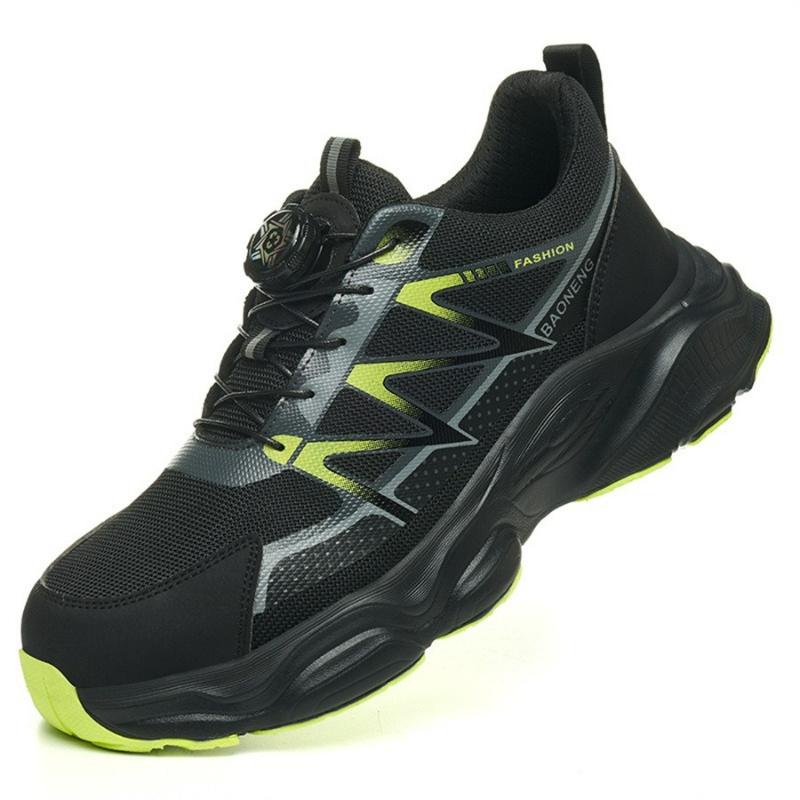 

Fashion Men s Safety Shoes Work Boots Anti Smash Anti Puncture Steel Toe Shoes Protective Men Boots Rotating Button Indestructible Shoes 37