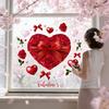 Heart-Shaped Rose Flower Window Sticker Valentine's Day Removable PVC Window Glass Decal Reusable Static Clings for Home Wedding Anniversary