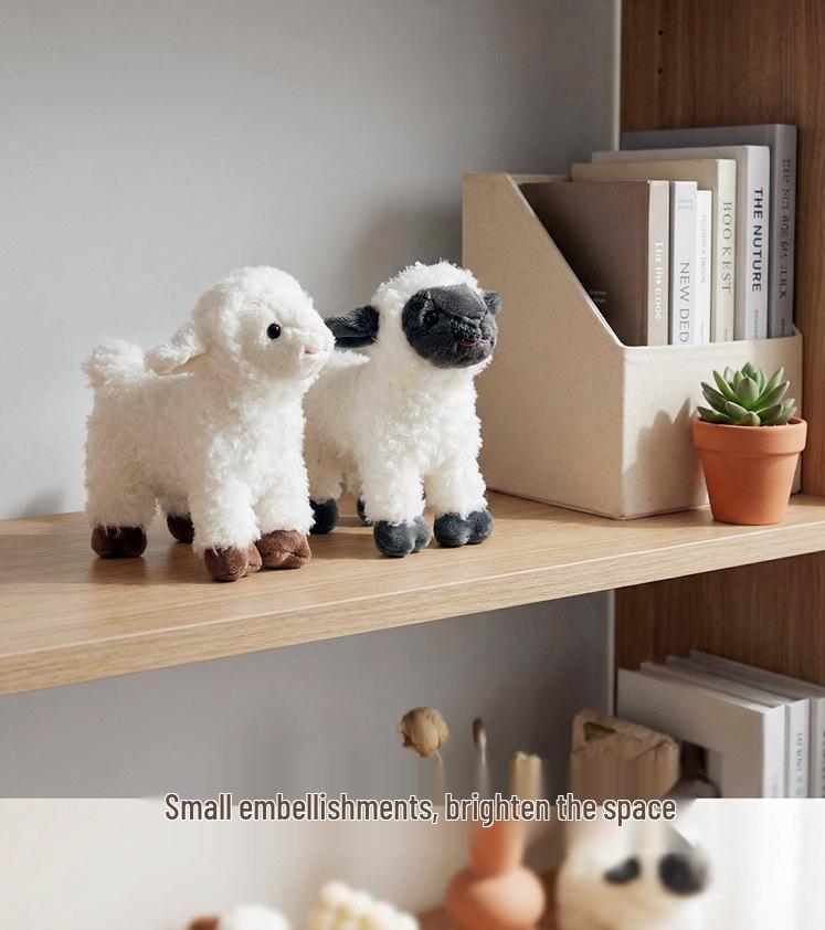 Adorable White Sheep Plush Toy - Standing & Lying Poses - Perfect for Children's Gifts & Desktop Decor