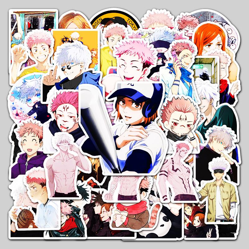 50 Jujutsu Kaisen Anime PVC Stickers - Perfect for Water Bottles, Luggage, Guitars, Cars, and More!