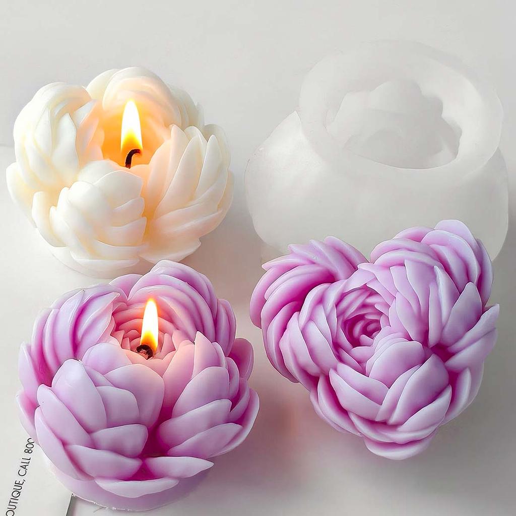 3D Pfingstrose Kerze Silikonform DIY Blumenform Aroma Seife Tonformen Gips Harz Handwerk Geschenke Herstellung Zuhause Hochzeitsdeko Zubehör
