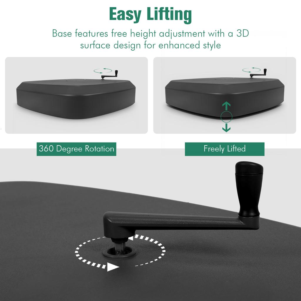 Square Umbrella Parasol Base with Wheels Patio Outdoor Garden Umbrella Base for Deck Poolside Lawn