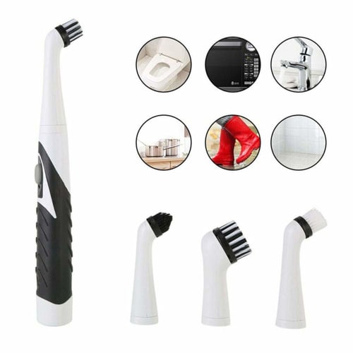 Electric Cleaning Brush with 5 Multi-Function Brushes, Easy Assembly, Battery-Operated, Shoe Brush, Ideal for Cleaning Bathtubs, Kitchens, Windows, an