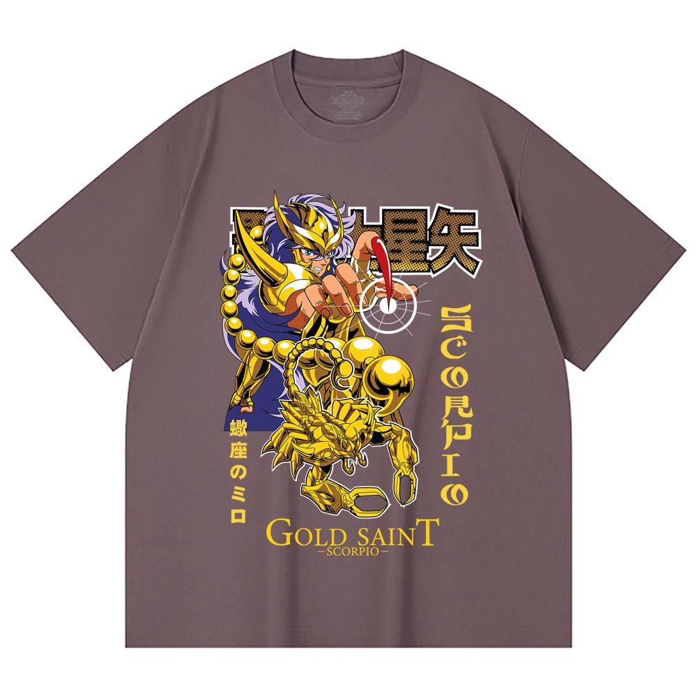 230 Gsm 100% Cotton Saint Seiya V24 Scorpio Print Unisex Heavy Cotton T Shirt