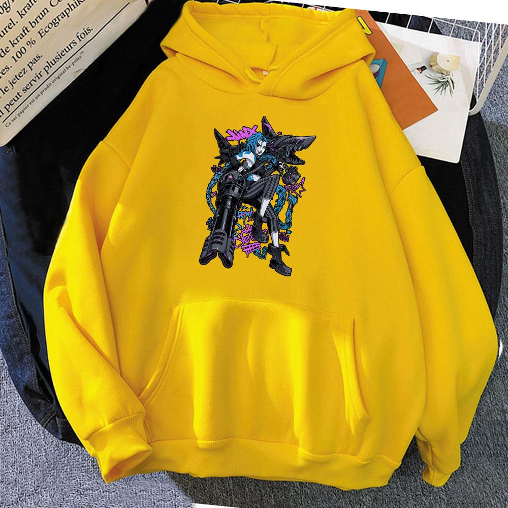 Women Hoodie Jinx  Arcane Game Printing Sweatshirts Hooded Winter Fleece Sudadera Mujer Casual LLong Sleeve Pocket