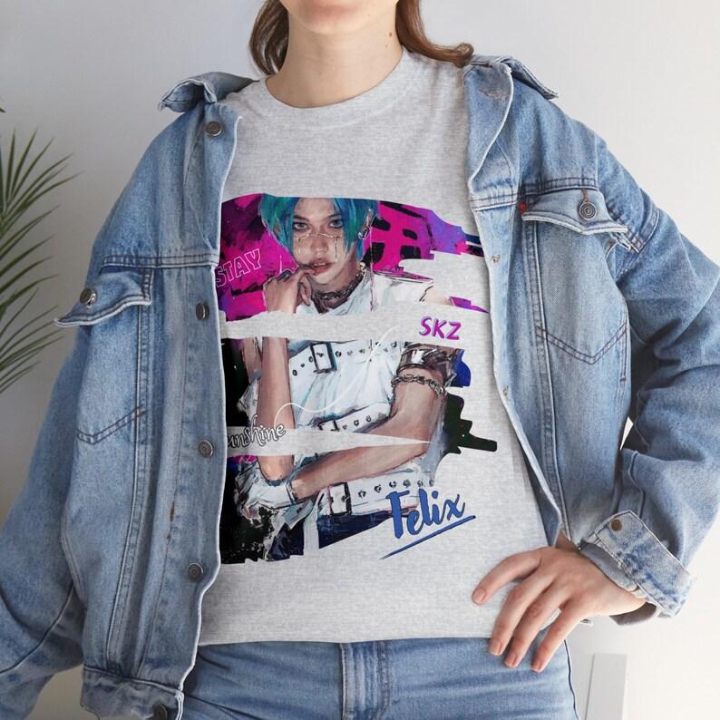 2026 Summer Fashion Trendy Tee Men Women Vintage Top Felix Stray Kids T-shirt – Fan Made Kpop Merch, Cotton Tee