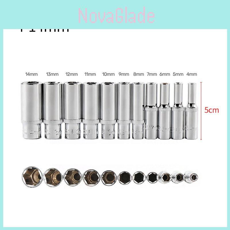 Timeless Design Hex Drive Part 1/4" Drive Socket Set Long Deep 4-14 Mm Snap On Screwdriver