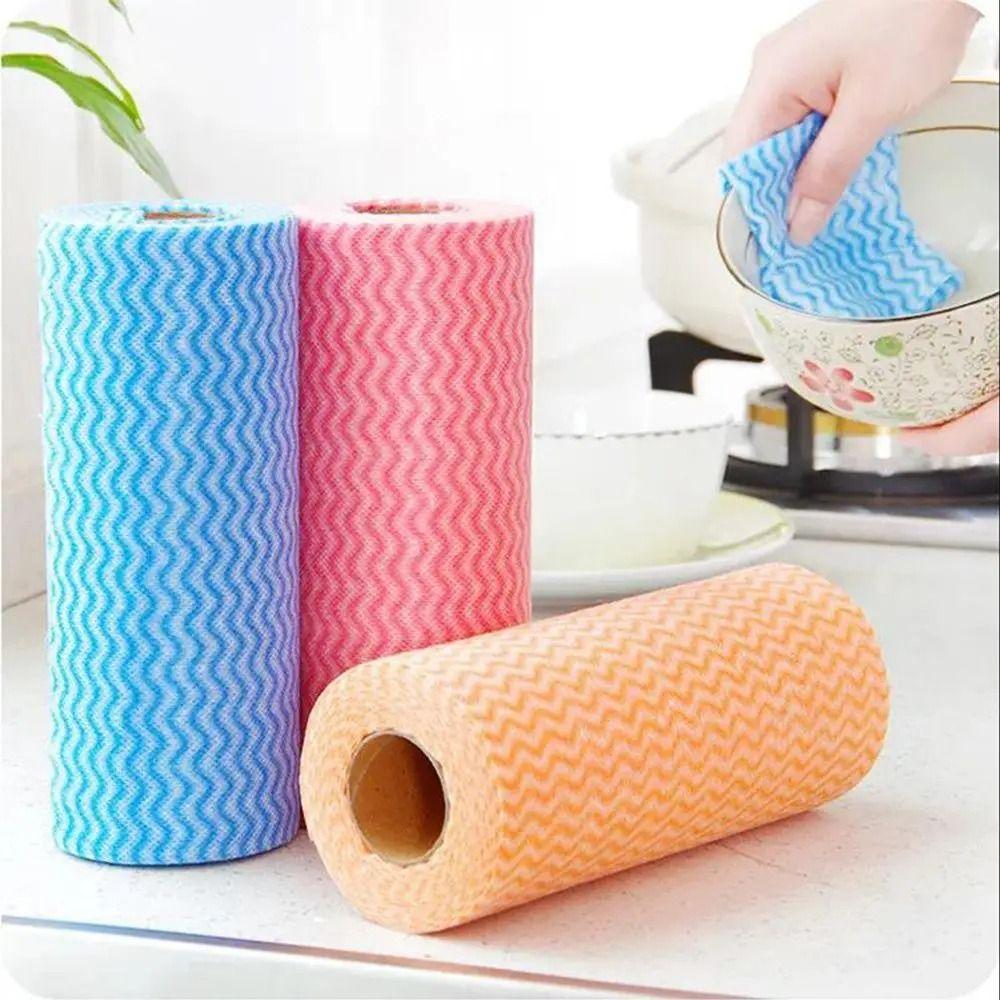 

40 Sheet/Roll Reusable Non-stick Oil Dish Rags Disposable Kitchen Cleaning Dishcloth червоний