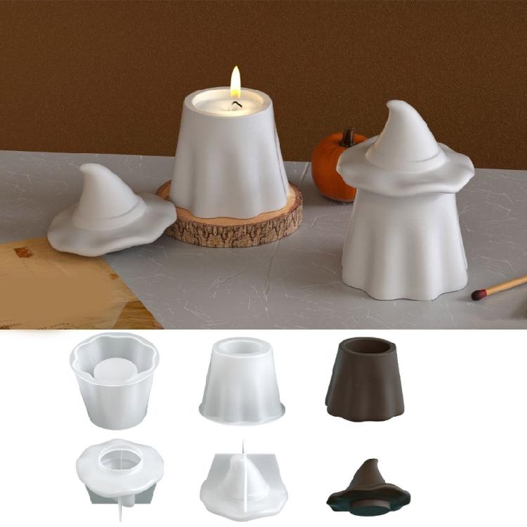 Specter Shape Silicone Mold Easy Releasing Silicone Molds with Lid for Crafting Decorative Containers and Candle Holders