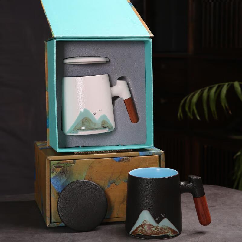 Ceramic Tea Separation Mug with Wooden Handle