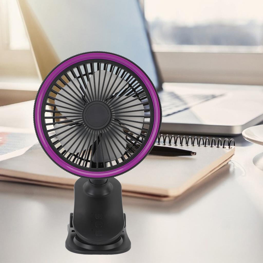 Fan with Clamp Quiet 360 Degree Rotation Rechargeable USB Portable Fan for Desk Bedside