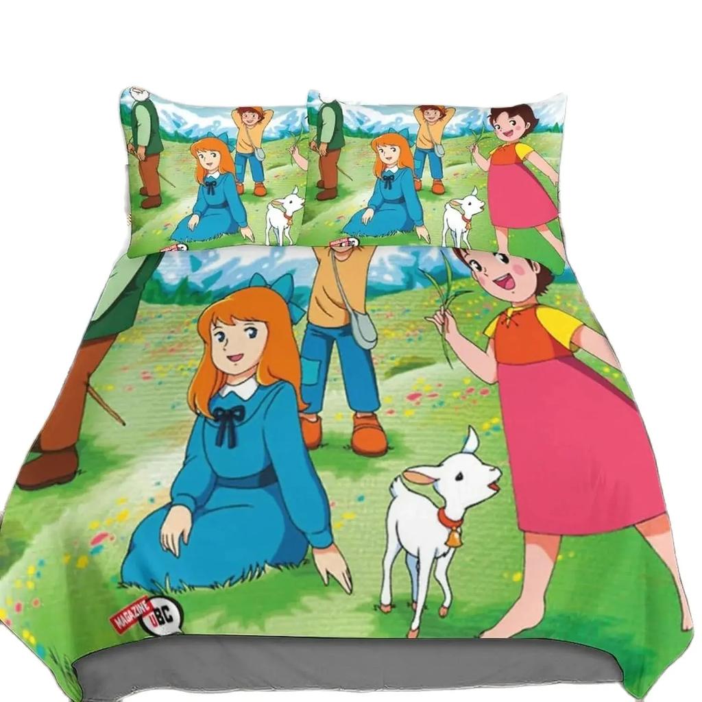 Heidi Bettwäsche-Set,Heidi Das Mädchen aus den Alpen Bettwäsche,Heidi und Familie Bettbezug-Set,Schlafzimmer Dekoration