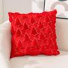 Christmas Tree Fleece Cushion Cover with Star Embroidery - Holiday Sofa Decoration Pillow Cover