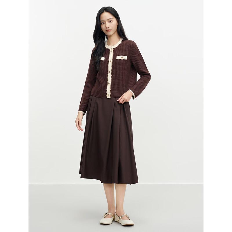 JUZUI Jacquard Sequin Yarn Contrast Sweater