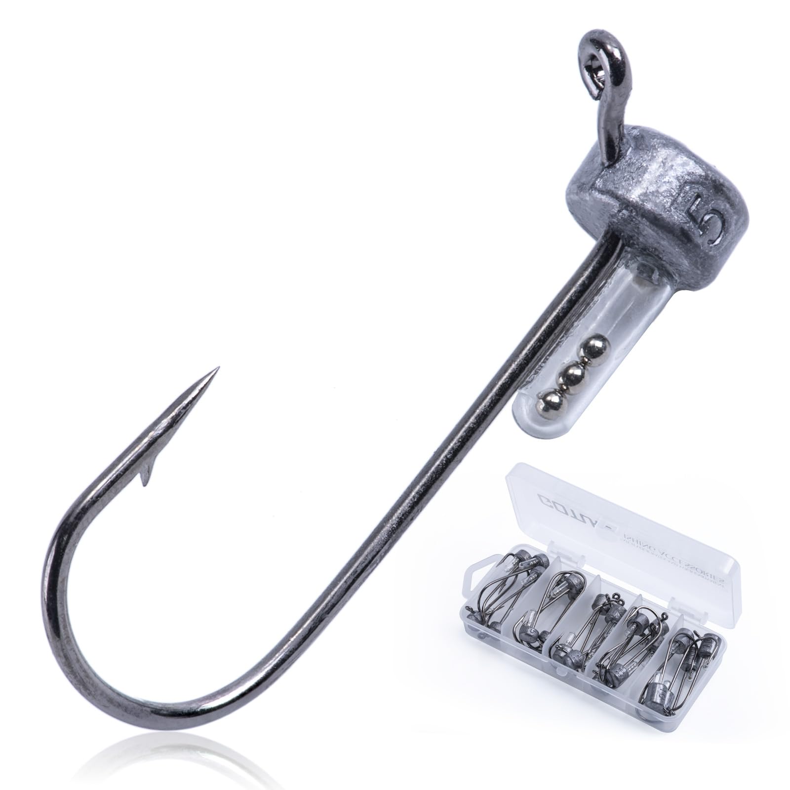 

Goture Jig Head Ned Rig Set x 6 7g x 10 10g x Realistic Swimming Fishing Hooks for Worms Hooks, 26-Piece (5g + + 10) [Rattle Function, Action]