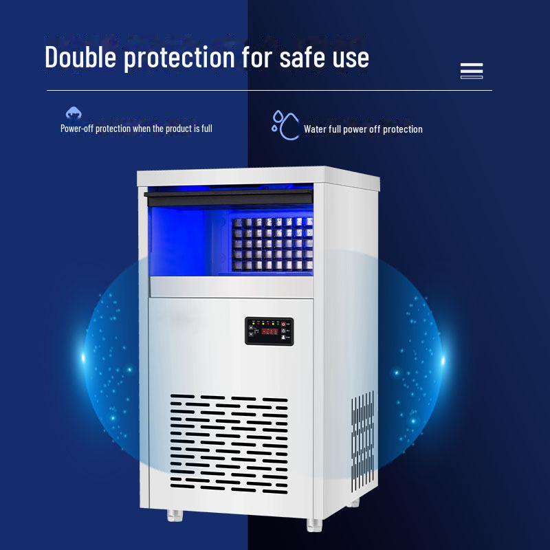 Commercial Ice Cube Maker for Milk Tea Shops - Fully Automatic, Large Capacity, Square Cubes