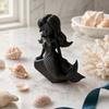 Baizihuahu 3D Printed Mermaid Action Figure, Dark Gothic Style Figurine with Matte Black Finish, Movable Joints & Wide Rock Base, Decor for