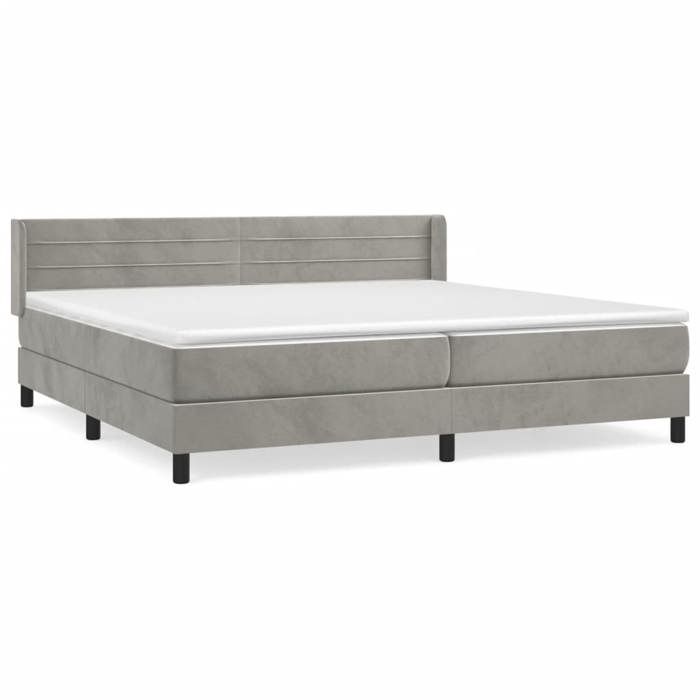 3131039 vidaXL Divan Bed and Mattress Light Grey 200x200cm Velvet