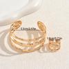 Women's Bracelet and Ring Set Unique Bamboo Line Design Open Bracelet