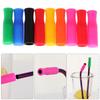 10Pcs 6mm/8mm Caps Silicone Tip Food Grade Bar Stainless Steel Straw Teeth Protector Cover Anti Burn Prevent Scald Straw Sleeve