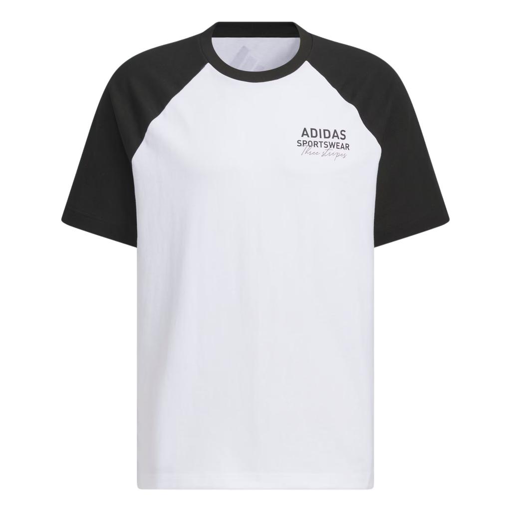 Adidas Loose Fit Crew Neck Pullover Raglan Short Sleeve T-Shirt Unisex Tops White Black JZ0099