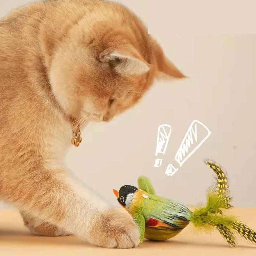 Pet Cat Toys for Indoor Cats Interactive Kitten Toy Realistic Bird Sound Containing Plush and Catnip Materials