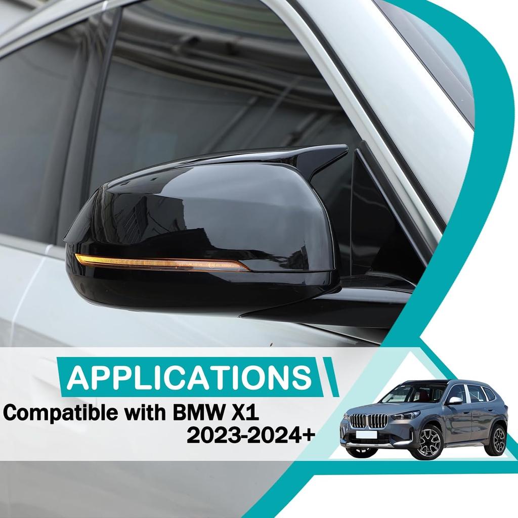 Car Door Side Mirror Cover Trim Compatible with BMW X1 U11 2023 2024,Outside Door Mirror Cover Trim, Car Exterior Rear View Mirror Covers Cap
