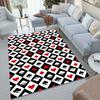 Crystal Velvet Poker Hearts Club Pattern Carpet, Rectangular, Indoor, for Bedroom, Porch, Living Room, Floor Mat Decoration