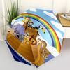 1pc Rainbow Boat Animals Themed Umbrella, 8 Rib Frame,Automatic Opening 3 Fold Umbrella, Lightweight and Durable Couple Umbrella-191