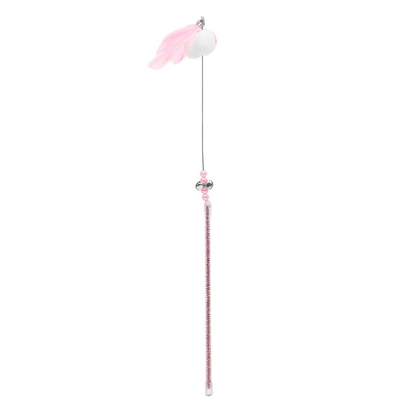 Simulation Feather Interactive Cat Toy Satin Ribbon Bell Cat Stick Toys Kitten Playing Teaser Wand Supplies Accessories