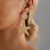 INS summer beach leisure style starfish sea shell stud earrings light luxury asymmetrical earrings