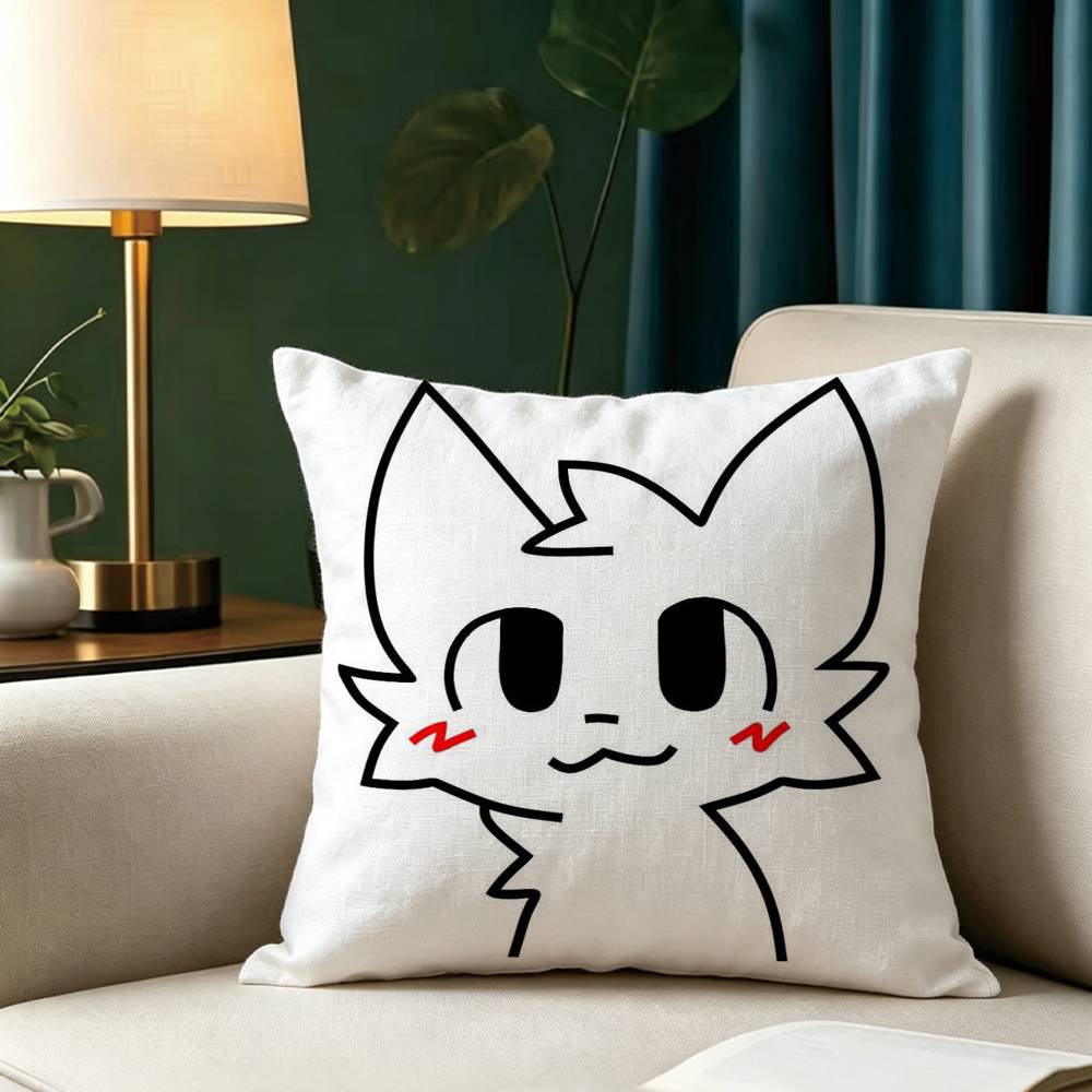 Cute B- Boykisser Cartoon Square Double-Sided printed Pillow Case Bedroom Bedside Pillow Sofa Cushion Cover