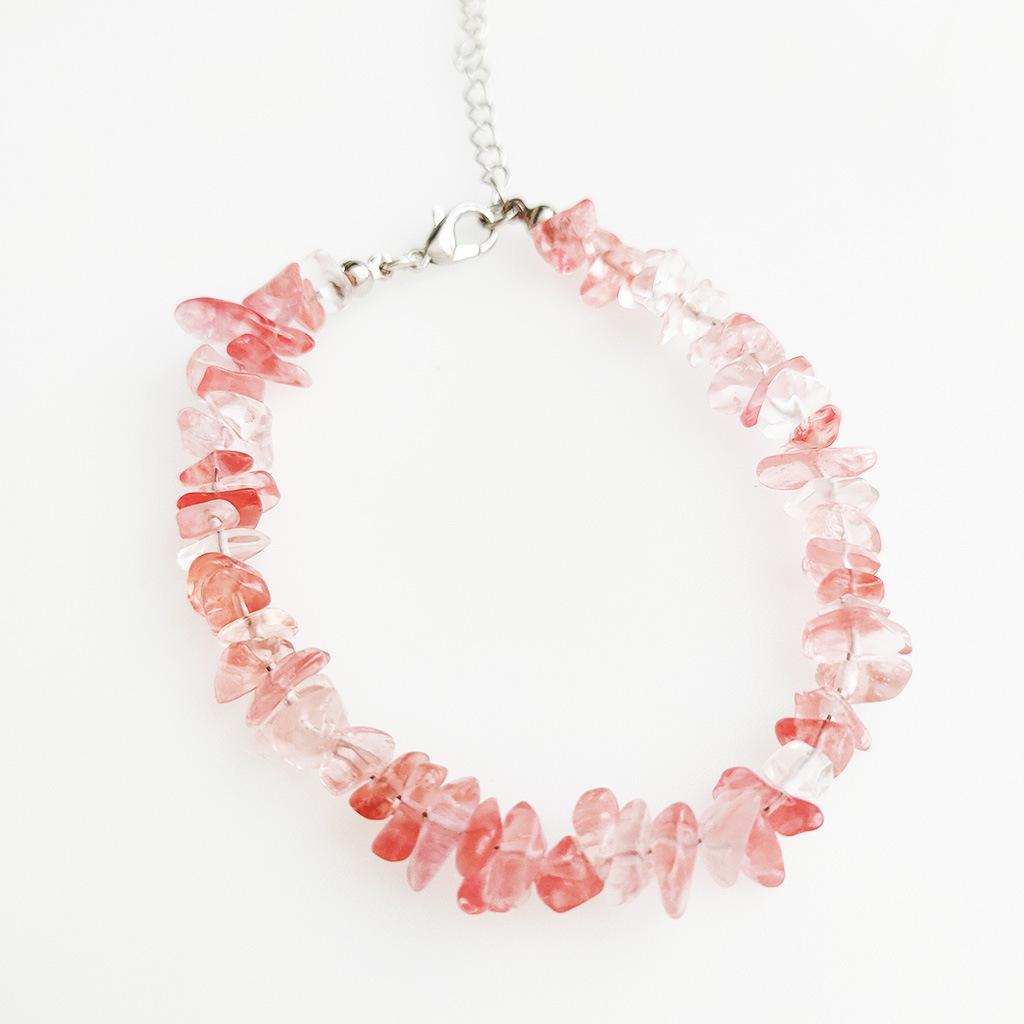 Pink Purple Agate Crystal Beaded Bracelet - Semi-Precious Gift for Female Students & Best Friends