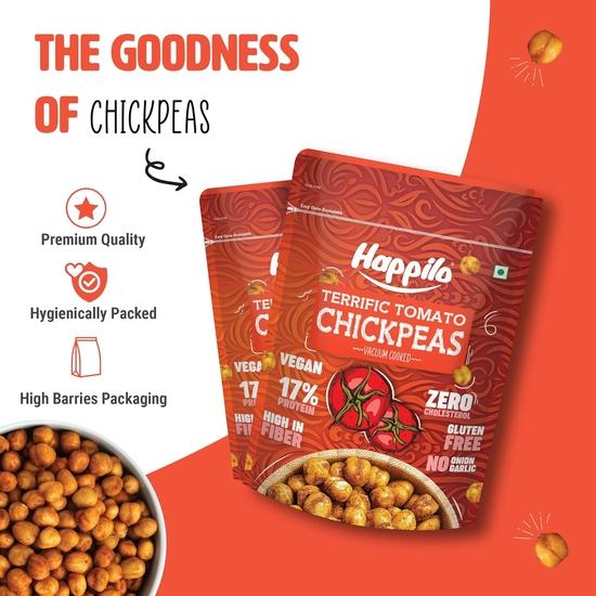 Happilo Premium Super Snack Terrific Tomato Chickpeas 110g, Crunchy and Delicious, Super Healthy