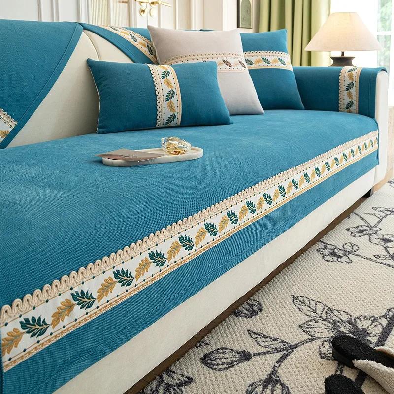 

Модная простая подушка для дивана из шенилла, нескользящая, однотонная, легкая, роскошная, вышитая, чехол для дивана, тканевый чехол для дивана 70x70cm