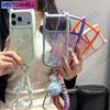 Cute Cat Ears Butterfly Transparent Lanyard Case for iPhone 17e 16 15 14 13 12 Pro Max 17 Air 11 Large Window Soft Edges Cover