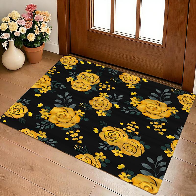 Yellow Roses Living Room Nonslip Area Rug Soft Carpet For Bedroom Game Playroom Sofa Office Home Decor Doormat Christmas Gift C9301395