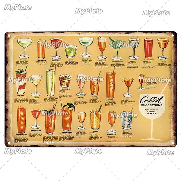 Cocktail Shots6 Metal Sign Vintage Plaque Beer Tin Sign Plate Wall Decor For Bar Pub Man Cave Bloody Poster Custom