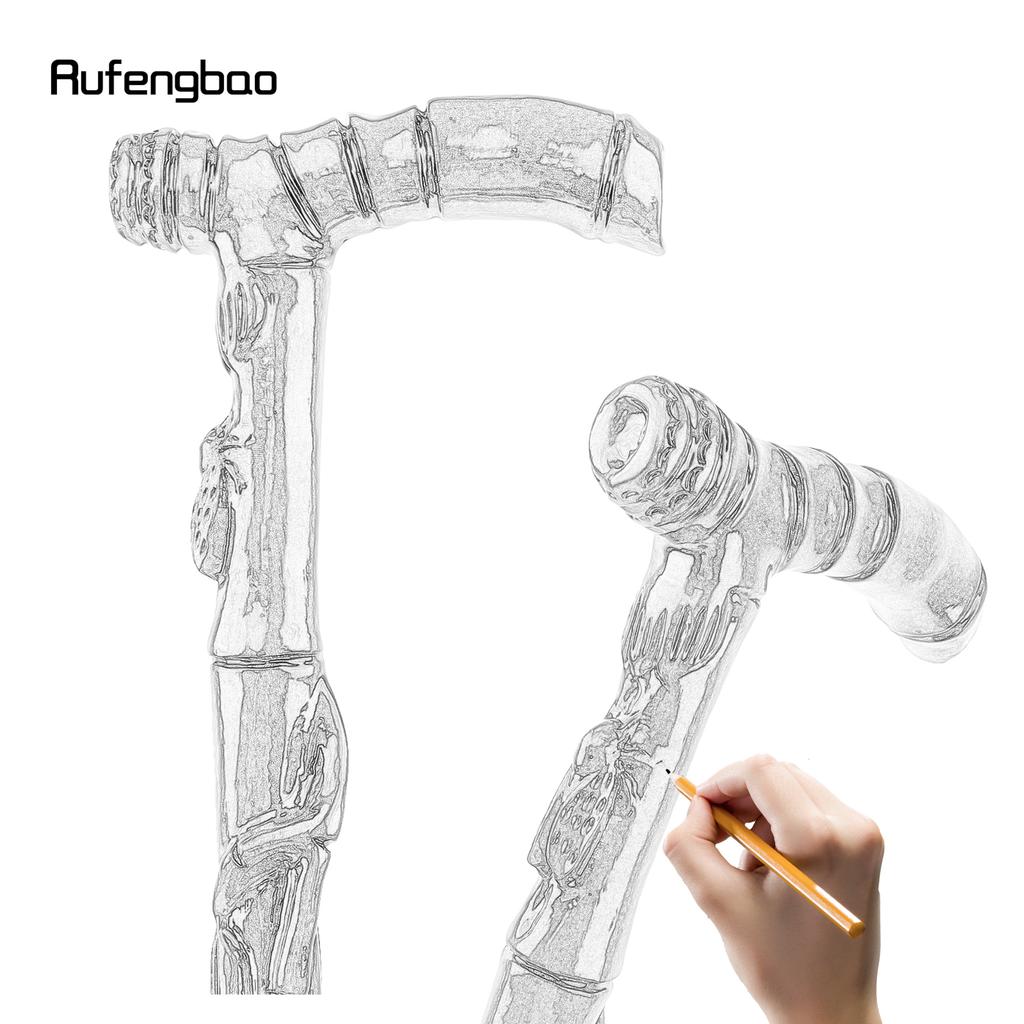 Brown Cicada Bamboo Wooden Single Joint Fashion Walking Stick Decorative Cospaly Cane Halloween Mace Crutch  Wand Crosier 92cm