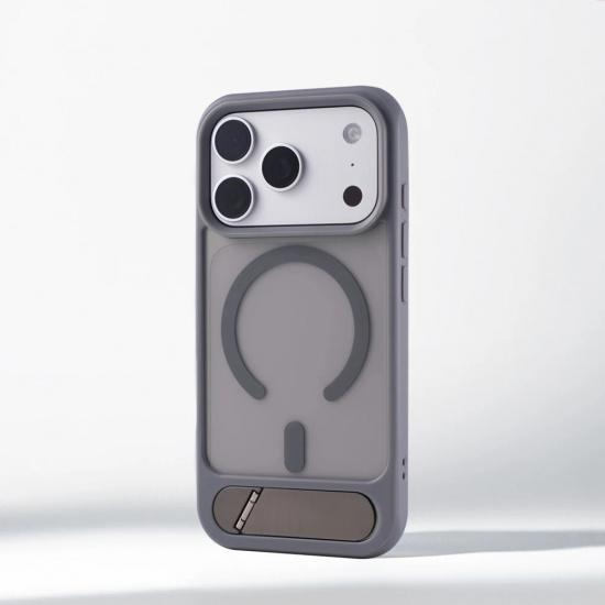 Invisible Metal Stand Magnetic Bumper Case For iPhone 18 17 16 Pro Max 15 14 13 Pro For MagSafe Wireless Charge Shockproof Cover