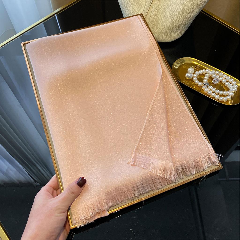 Cachecol de Seda Dourada Tencel Algodão Cor Sólida Seda Cachecol Feminino Moda Versátil Imitação Seda Cachecol Fino Longo Cachecol de Praia Cachecol