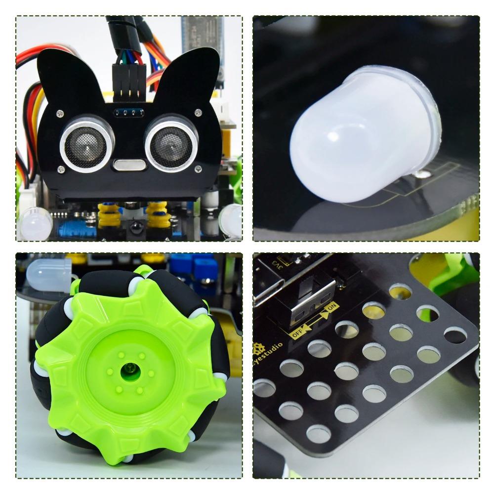 Keyestudio Mecanum 4WD Mașină Robot pentru Arduino Kit Mașină Robot Proiect DIY Inteligent pentru Adulți Set de Programare STEM Asamblare Ușoară