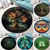 Vintage Tree of Life Round Rug for Living Room and Bedroom Elegant Non-slip Carpet Stylish Decorative Floor Mat Perfect Gift