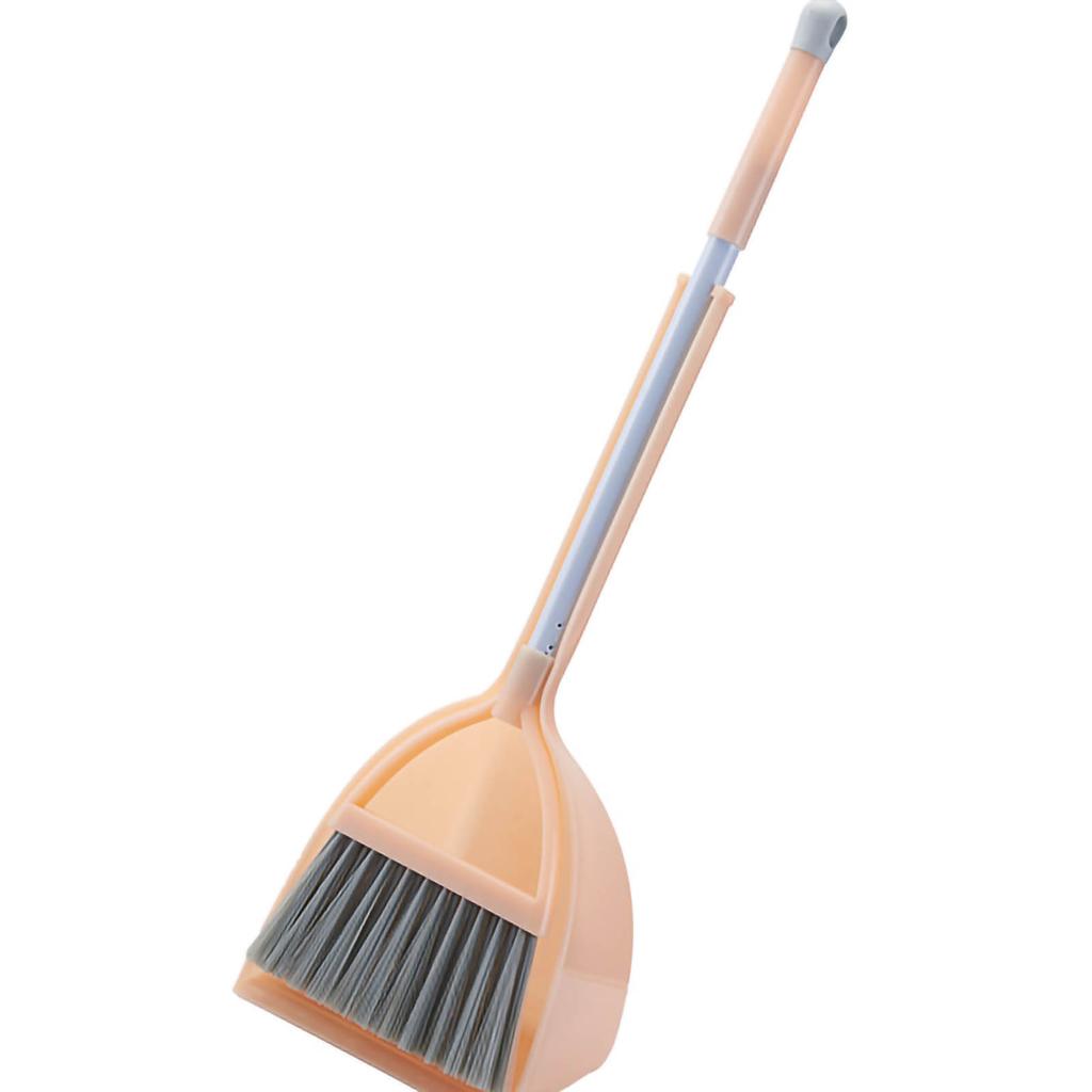 Kids Dustpan Set Soft Fur Plastic Small Broom Dustpan for Baby Kids Toys Kindergarten Red