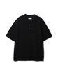 Hejiseu [His] Black Cool Linen Short Sleeve Collared Knit