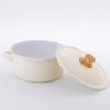 Fuji Enamel Beams Simple 20cm Casserole, Gas and Induction Compatible, Enamel Pot, Vanilla