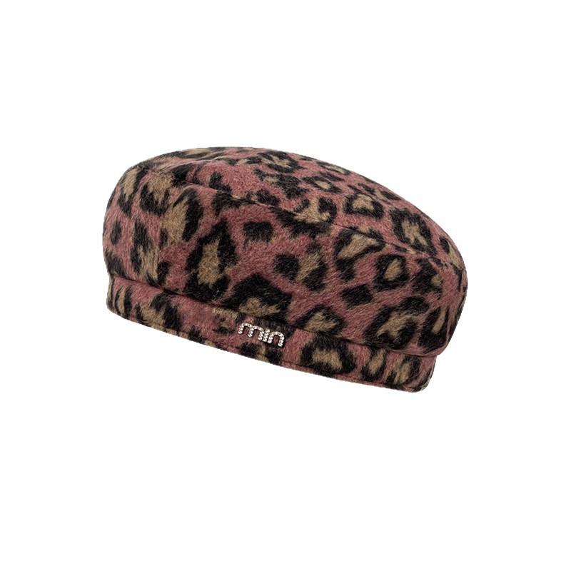 Leopard Print Beret Children'S Season Literary Retro Octagonal Hat Internet Celebrity Personality Versatile Painter Newsboy Hat